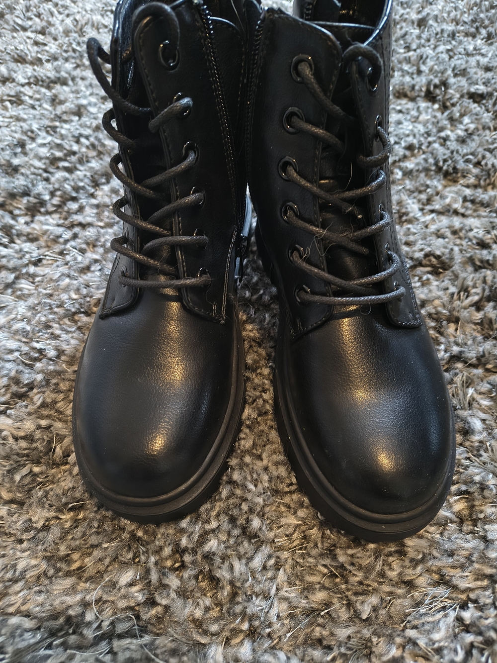 NWOT Kids Black Lace-Up Combat Boots